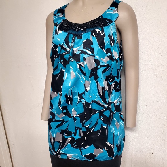 Wrapper Halterneck Blouse Women M Teal Black 47UZ1836M - Picture 1 of 10